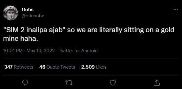 Outis otienofw sim 2 inalipa ajab so we are literally sitting on a gold mine hah