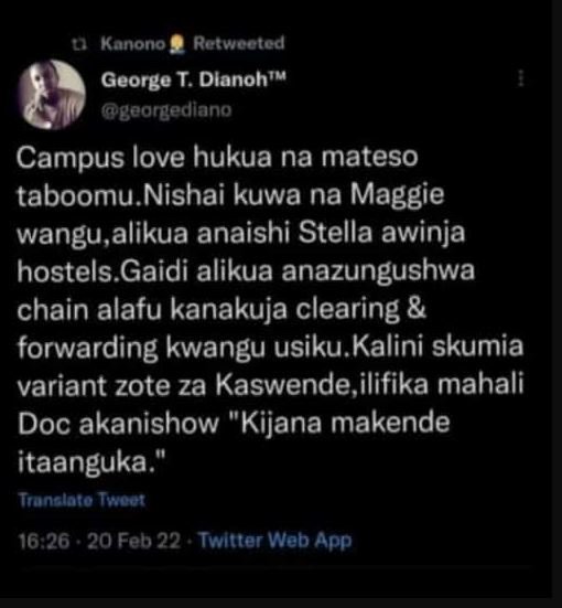 Kanono Romcoted George T. Dlanoh georgedlano Campus love hukua na mateso taboomu