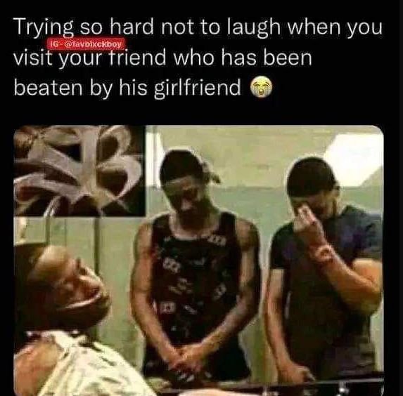 Trying so hard not to laugh when you otaybixcknoy visit your triend who has been