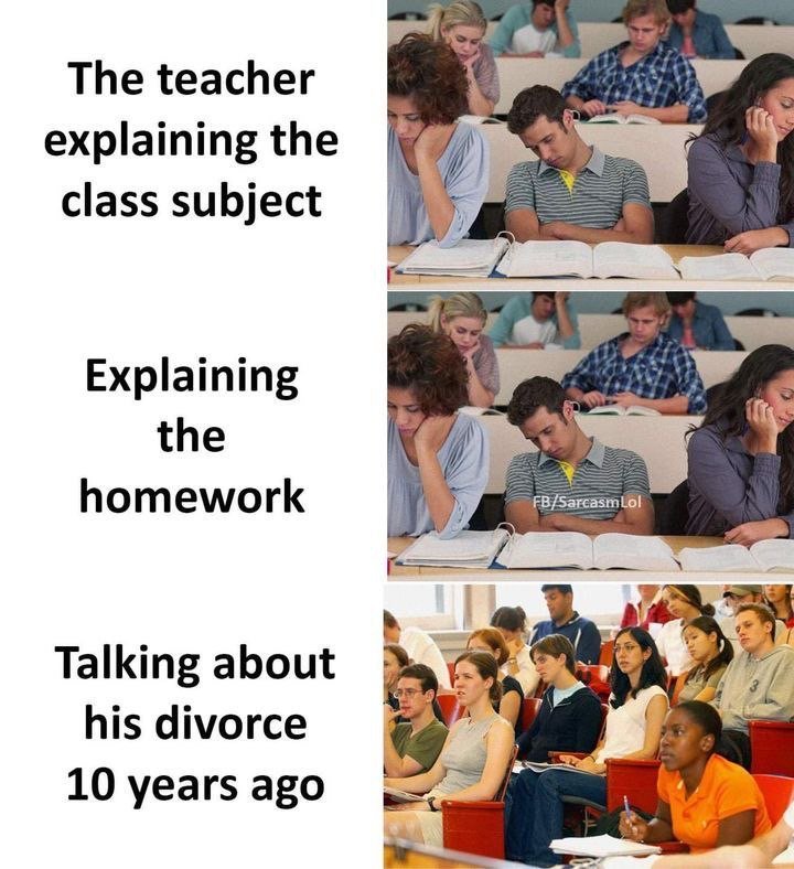 The teacher explaining the class subject explaining the homework fbsarcasm talki