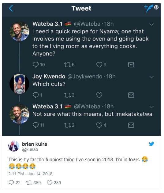 Tweet wateba 3.1 iwateba 18h need a quick recipe for nyama one that involves me