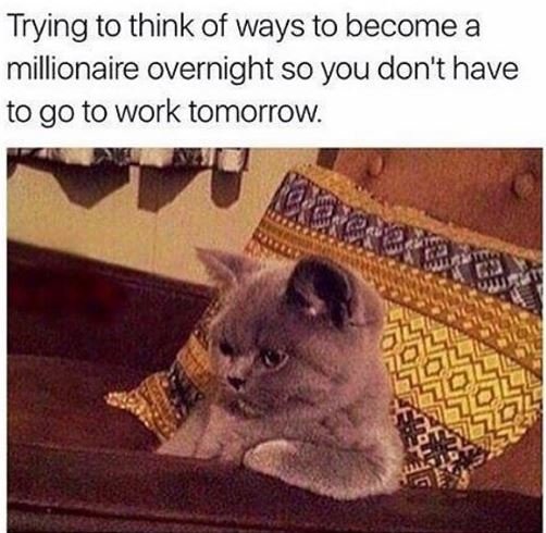 Trying to think of ways to become a millionaire overnight so you don't have to g
