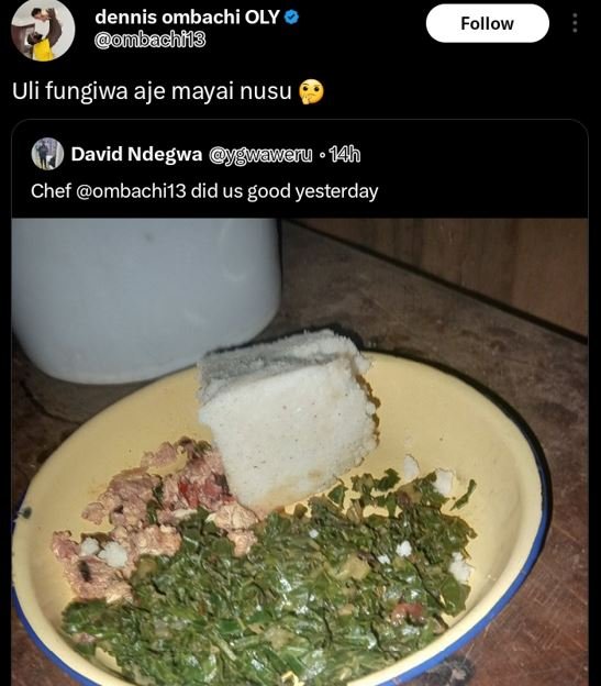 Dennis ombachi oly ohibachii3 follow uli fungiwa aje mayai nusu david ndegwa ygw