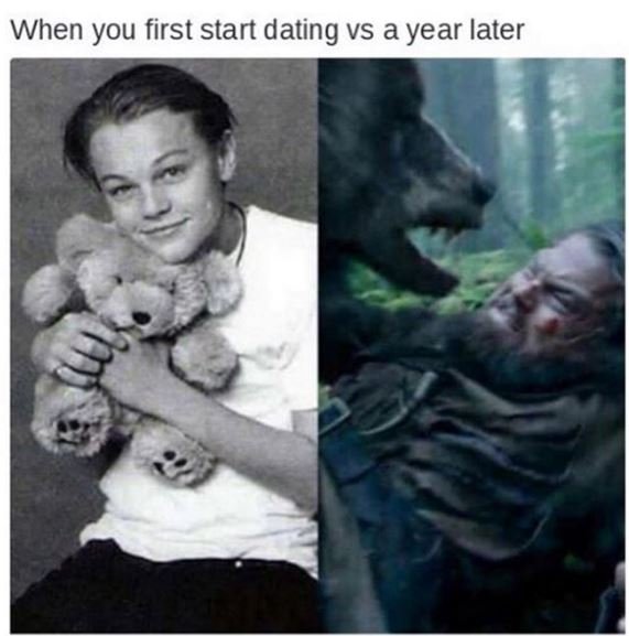 When you first start dating vs a year later
