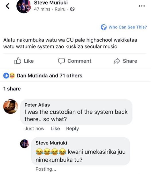 Steve muriuki 47 mins ruiru who can see this? alafu nakumbuka watu wa cu pale hi