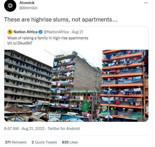 Atomick atomixic these are highrise slums, not apartments _ nation africa nation
