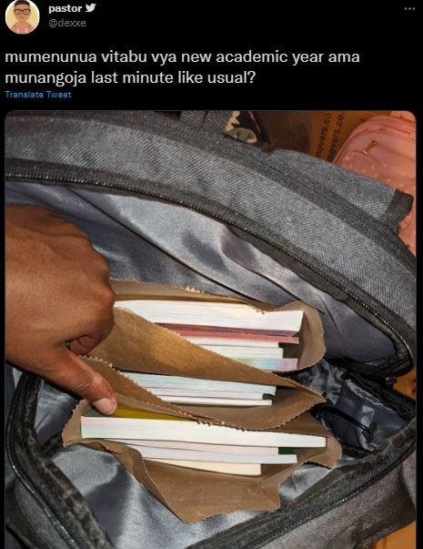 pastor dexxe mumenunua vitabu vya new academic year ama munangoja last minute li