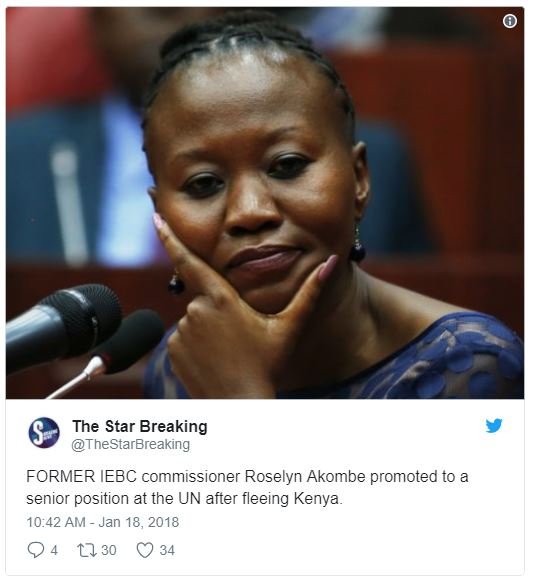 The star breaking thestarbreaking former iebc commissioner roselyn akombe promot