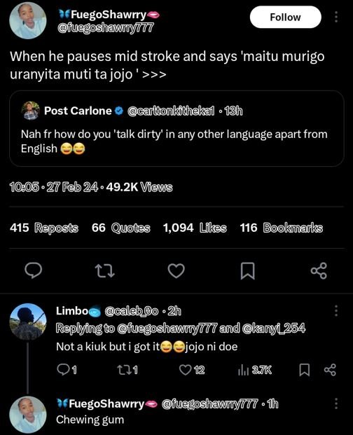 Fuegoshawrry uagoshawny777 follow when he pauses mid stroke and says 'maitu muri