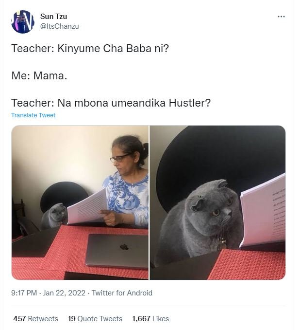 Sun Tzu ItsChanzu Teacher Kinyume Cha Baba ni? Me Mama. Teacher Na mbona umeandi