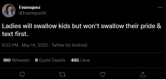Evansquez evansquezn ladies will swallow kids but won't swallow their pride text