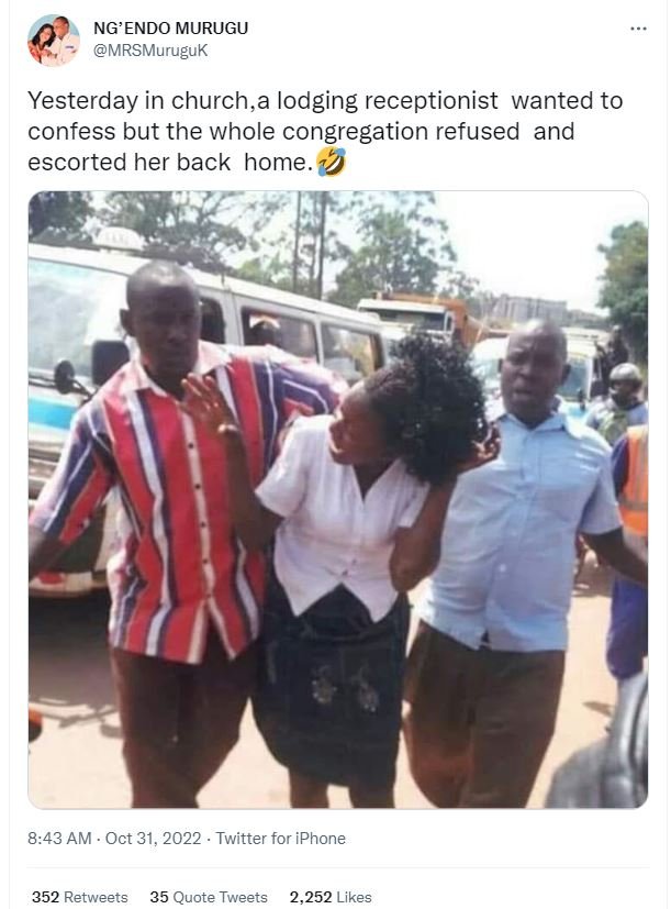 Ng'endo murugu mrsmuruguk yesterday in church,a lodging receptionist wanted to c