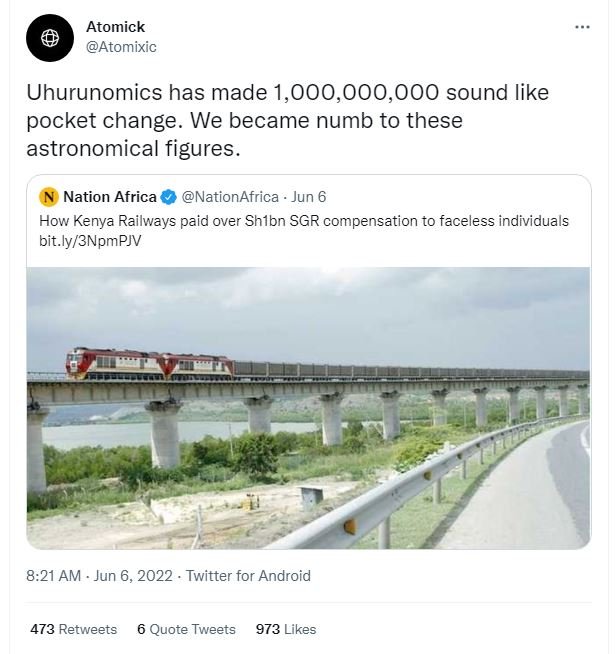 Atomick atomixic uhurunomics has made 1,000,000,000 sound like pocket change. we