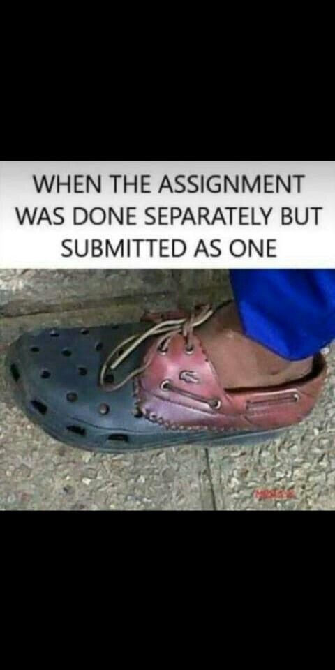 When the assignment was done separately but submitted as one