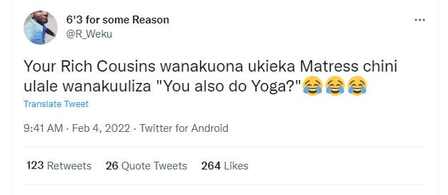 6'3 for some Reason R_Weku Your Rich Cousins wanakuona ukieka Matress chini ulal