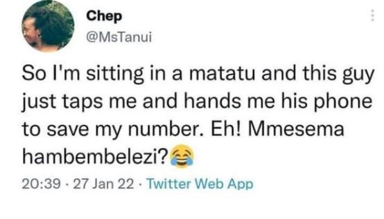 Chep MsTanui So I'm sitting in a matatu and this guy just taps me and hands me h