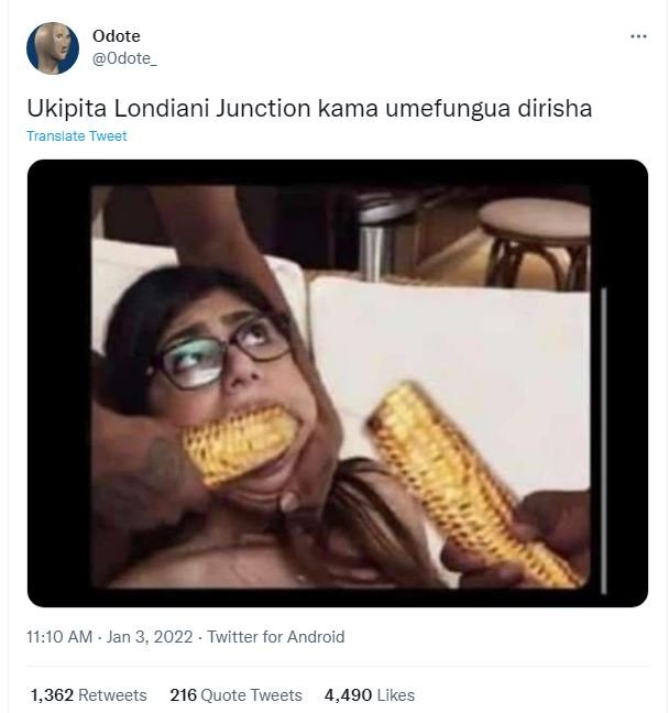 Odote Odote Ukipita Londiani Junction kama umefungua dirisha Translate Tweer 11.