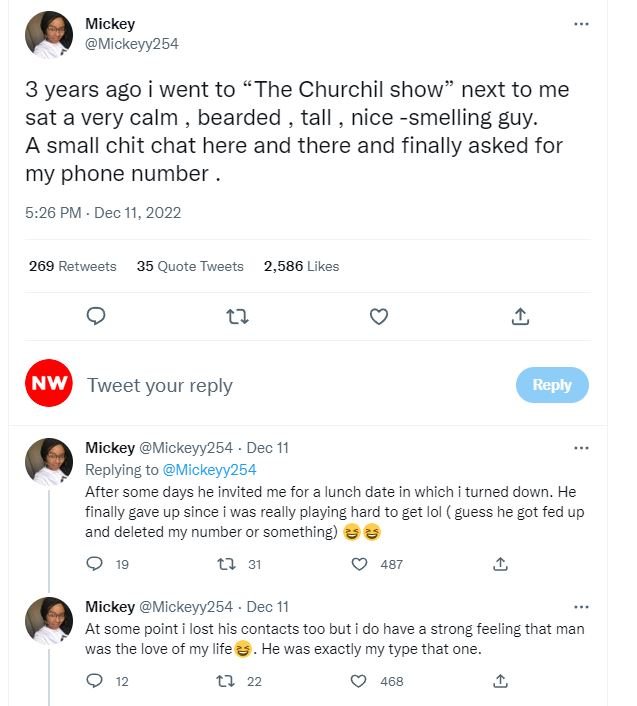 Mickey mickeyy254 3 years ago went to the churchil show next to me sat a very ca