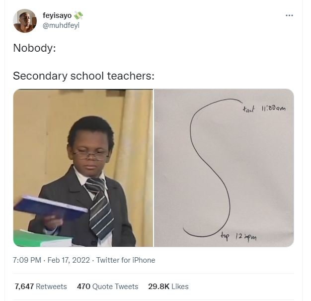 feyisayo muhdfeyi Nobody Secondary school teachers Yad In'2dam e 12 Pm 709 PM Fe