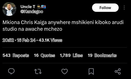 Uncle t kandagoo follow mkiona chris kaiga anywhere mshikieni kiboko arudi studi