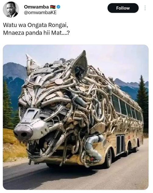 Omwamba omwambake follow watu wa ongata rongai, mnaeza panda hii mat_?