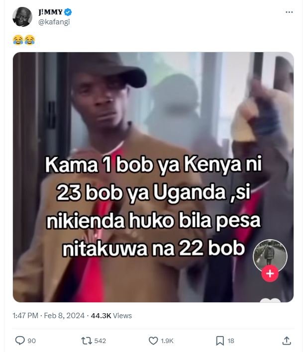 J'mmy kafangi kama 1 bob ya kenya ni 23 bob ya uganda ,si nikienda huko bila pes
