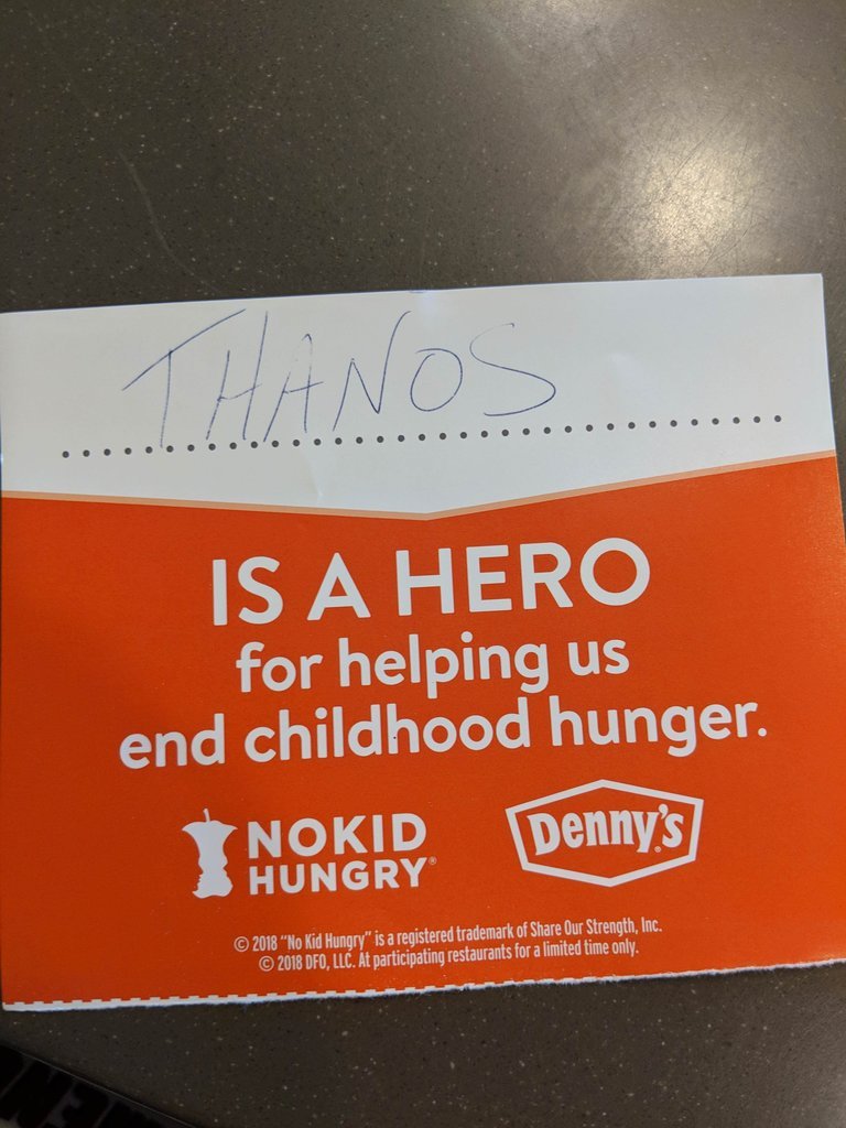 Men is a hero for helping us end childhood hunger. nokid dennys hungry ho dfo, l