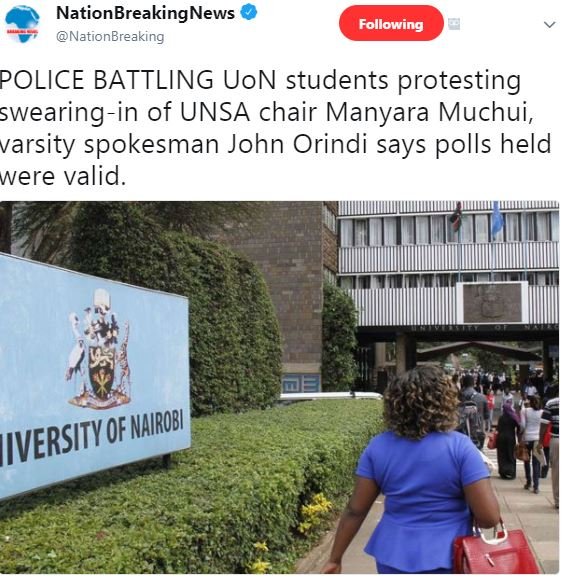 Nationbreakingnews nationbreaking following police battling uon students protest