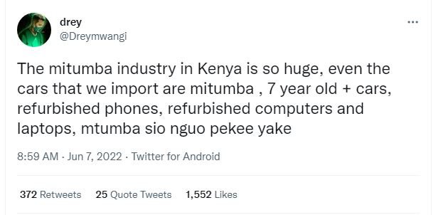 Drey dreymwangi the mitumba industry in kenya is so huge, even the cars that we