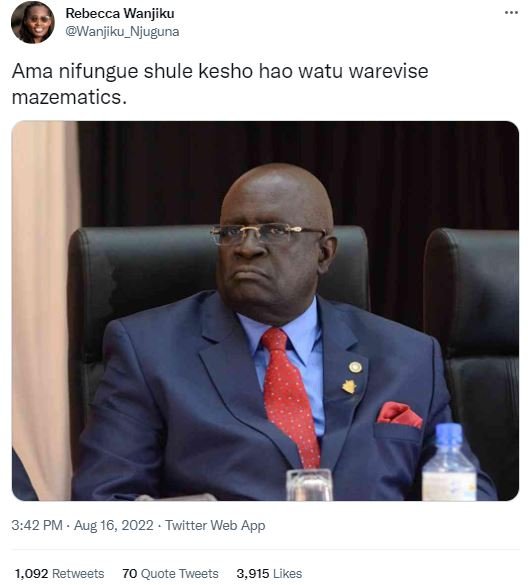 Rebecca wanjiku wanjiku_njuguna ama nifungue shule kesho hao watu warevise mazem