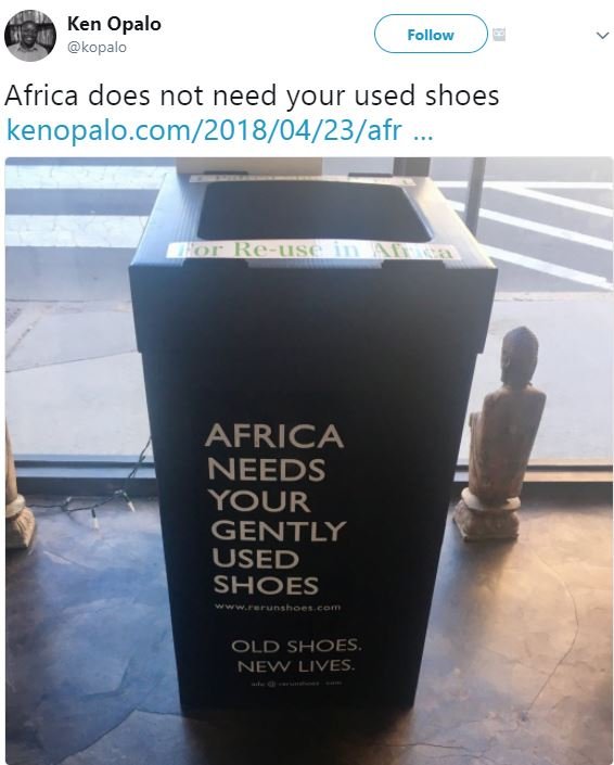 Ken opalo kopalo follow africa does not need your used shoes kenopalo. com0423af