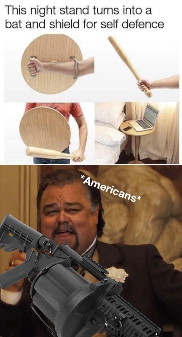 This night stand turns into a bat and shield for self defence 4 americans