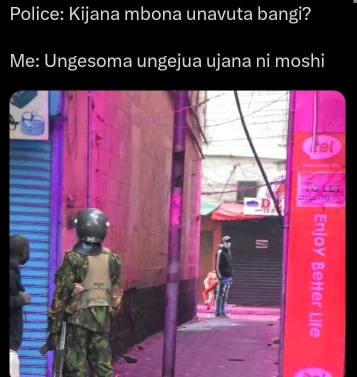 Police kijana mbona unavuta bangi? me ungesoma ungejua ujana ni moshi lel 5