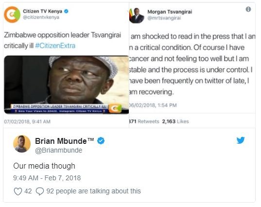 Citizen tv kenya clizonvkonya morgan tsvangiral mttsvangurai zimbabwe opposition