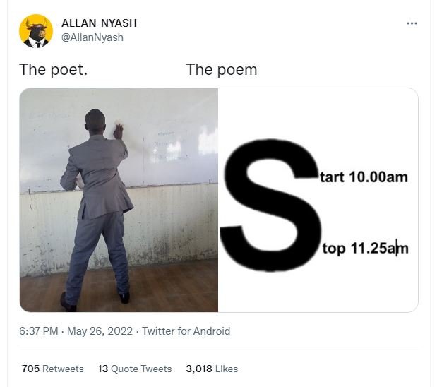Allan_nyash allannyash the poet_ the poem tart 10.ooam s top 11.25am 6.37 pm . m