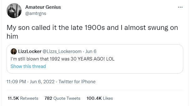 Amateur genius amtrgns my son called it the late 190os and almost swung on him l