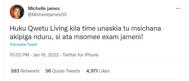 Michelle james Michellejamesoo Huku Qwetu Living kila time unaskia tu msichana a