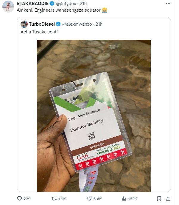 Stakabaddie gufydox 21h amkeni. engineers wanasongeza equator turbodiesel alexmw