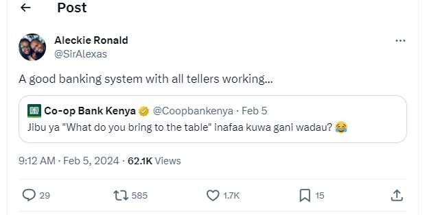 Post aleckie ronald siralexas a good banking system with all tellers working coo
