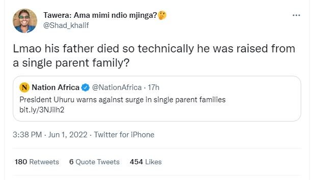 Tawera ama mimi ndio mjinga? shad_khalif lmao his father died so technically he
