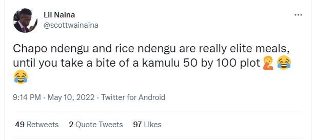 Lil naina scottwainaina chapo ndengu and rice ndengu are really elite meals unti