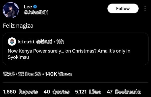 Lee jelanimk follow feliz nagiza kiruti kinut 1gh now kenya power surely on chri