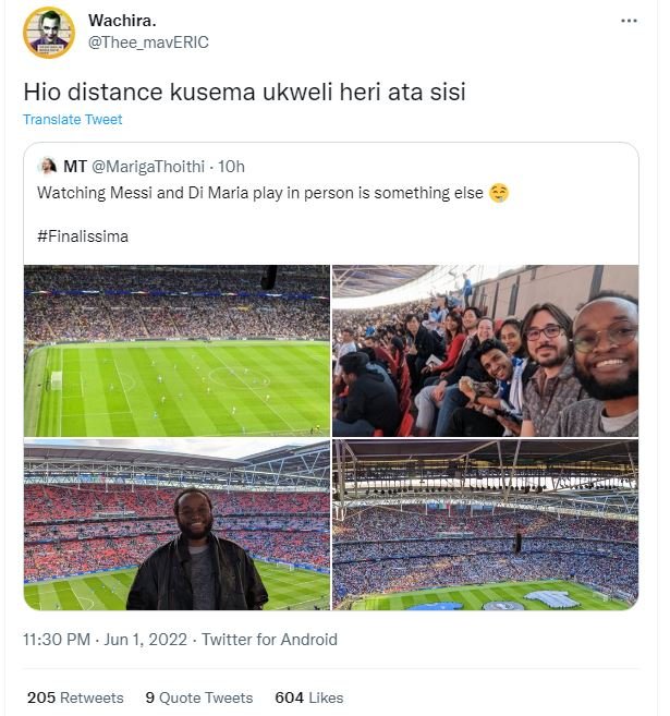 Wachira. thee_maveric hio distance kusema ukweli heri ata sisi translate tweet m