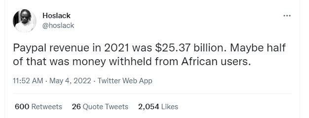 Hoslack hoslack paypal revenue in was 25.37 billion. maybe half of that was mone