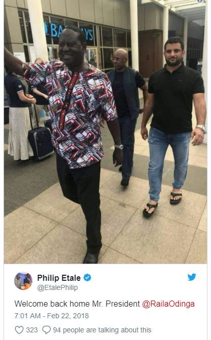 Ba 'ys philip etale etalephilip welcome back home mr. president railaodinga 701