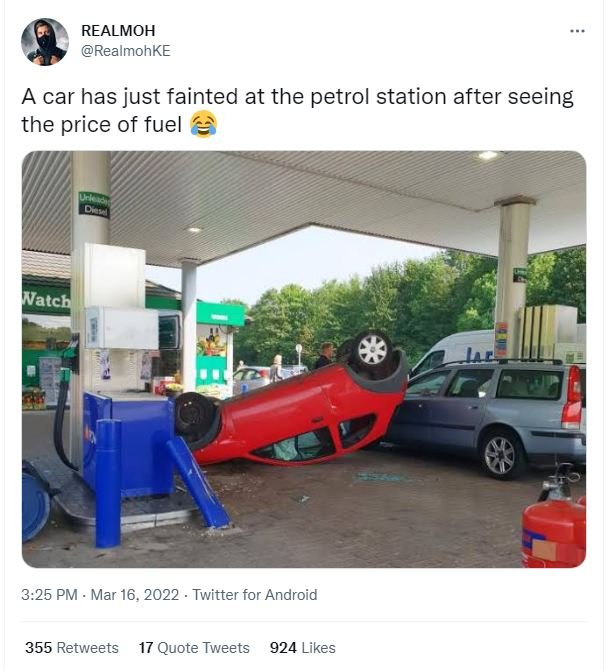 Realmoh realmohke a car has just fainted at the petrol station after seeing the