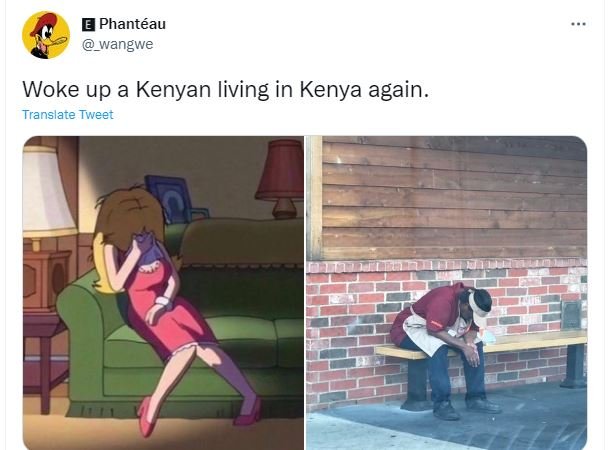 Phantéau _wangwe woke up a kenyan living in kenya again. translate tweer