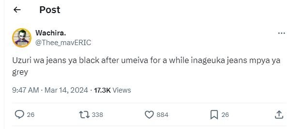 Post wachira thee_maveric uzuri wa jeans ya black after umeiva for a while inage