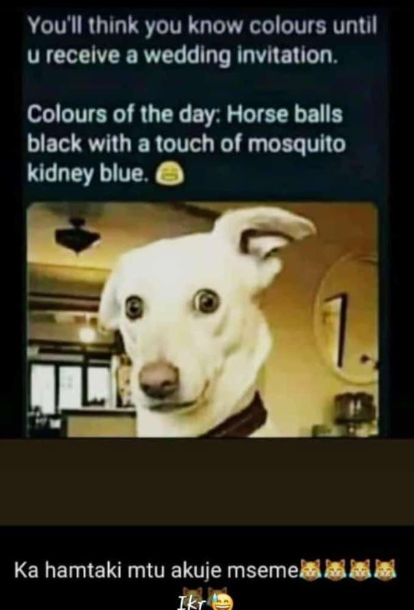 You'll think you know colours until u recelve a wedding invitatlon. colours of t