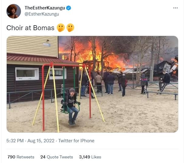 Theestherkazungu estherkazungu choir at bomas 5.32 pm . aug 15, twitter for ipho